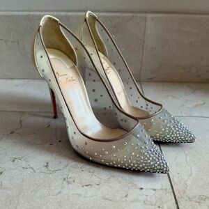 Christian Louboutin Sparkling Silver Mesh Heels